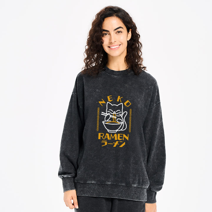 Cat Obsessed With RamenWashed Sweatshirt