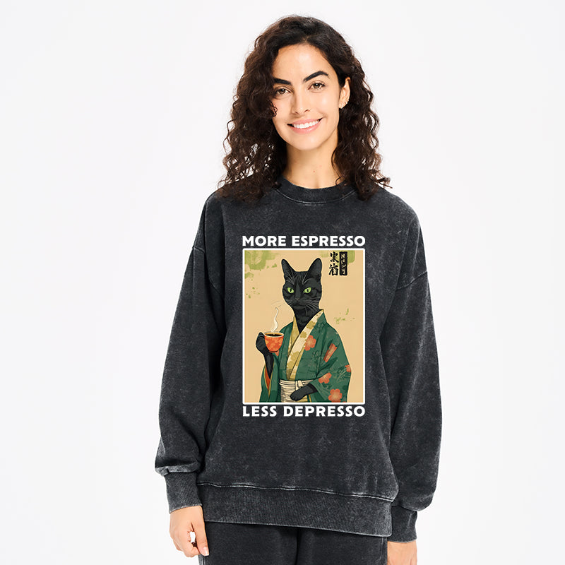 More Caffeine Less Sadness Washed Sweatshirt