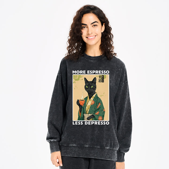More Caffeine Less Sadness Washed Sweatshirt