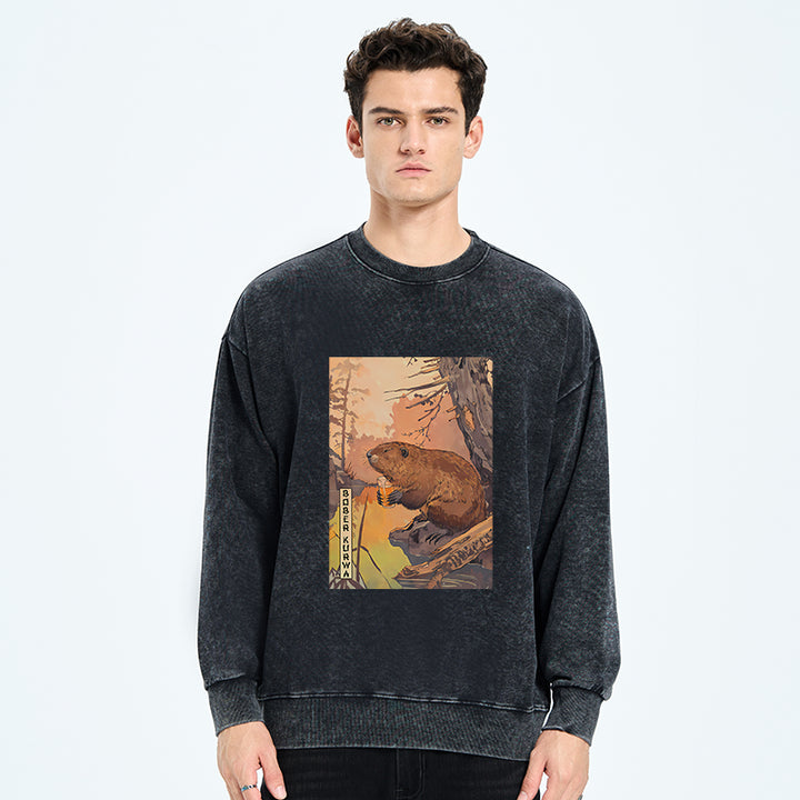 Beaver By The River Washed Sweatshirt