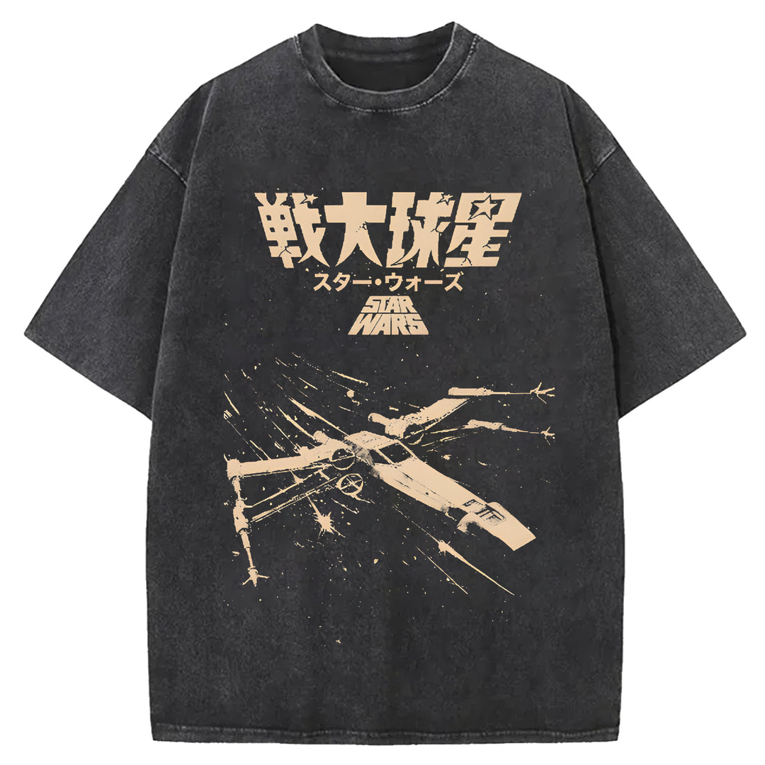 Star Wars Vintage Japanese Design Washed Crew Neck T-Shirt