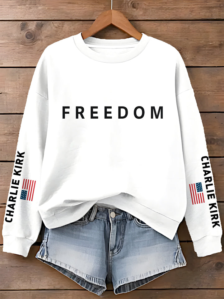 Freedom Charlie Kirk Printed Long Sleeve Casual Top