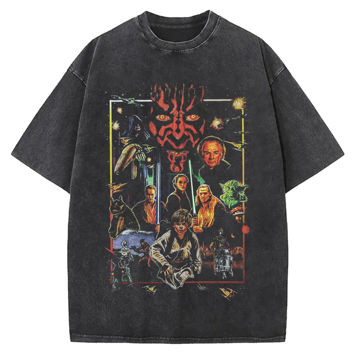 Star Wars Vintage Japanese Design Washed Crew Neck T-Shirt