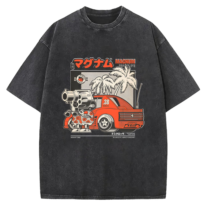 Vintage Japanese Animation Washed Crew Neck T-Shirt