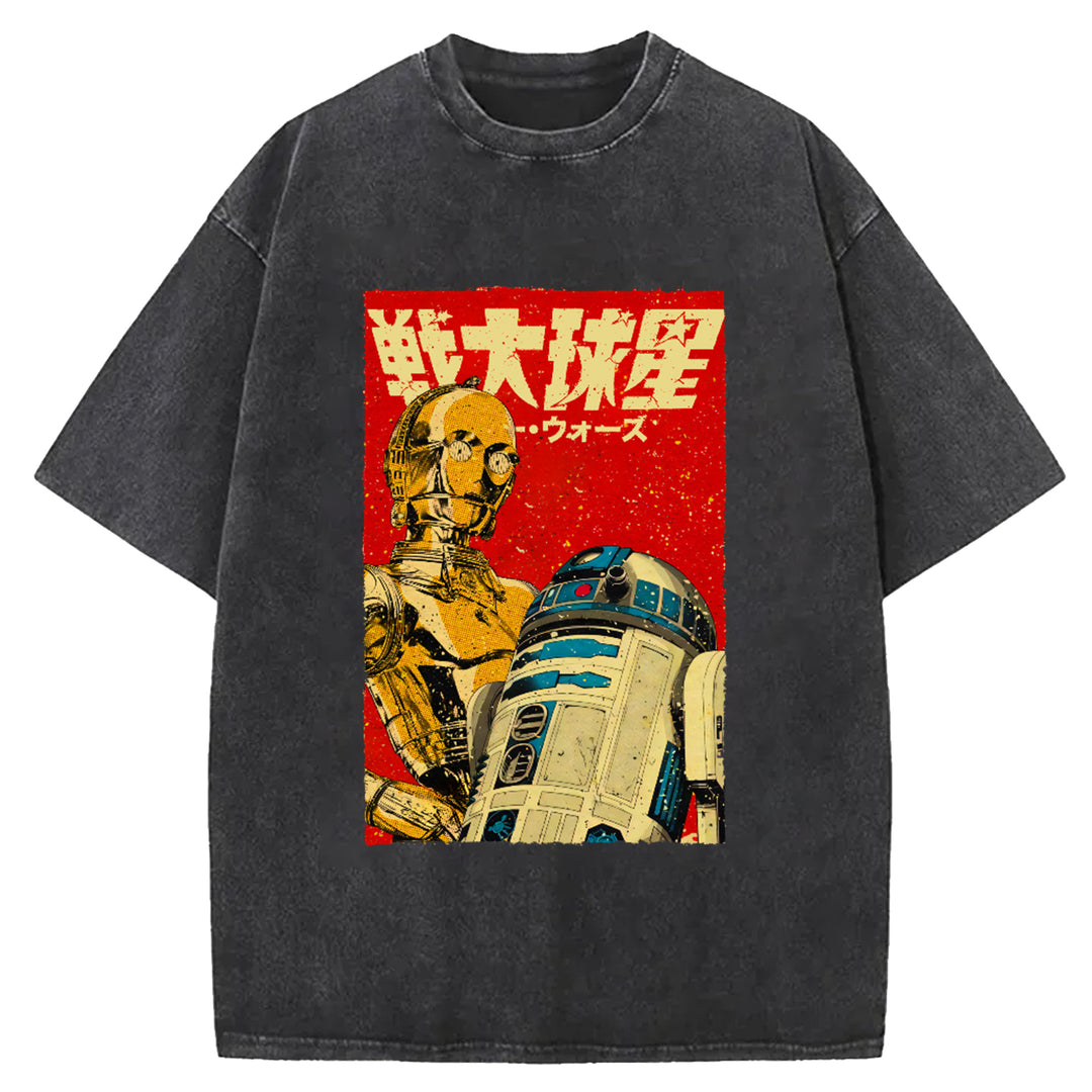 Star Wars Vintage Japanese Design Washed Crew Neck T-Shirt