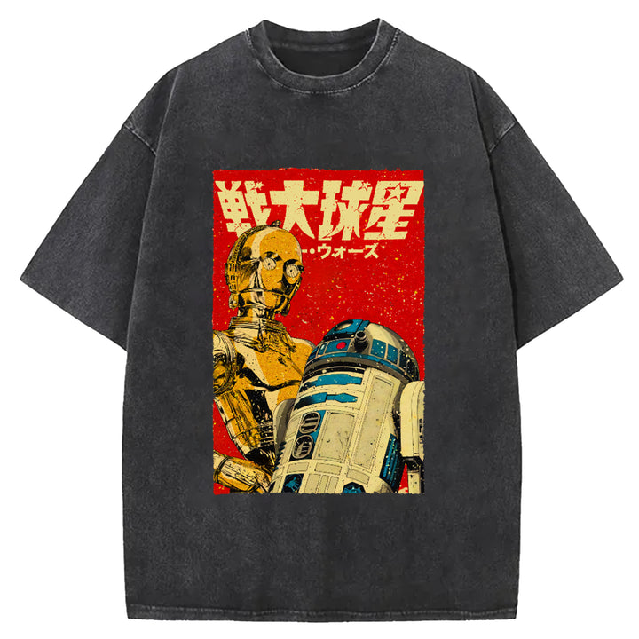 Star Wars Vintage Japanese Design Washed Crew Neck T-Shirt