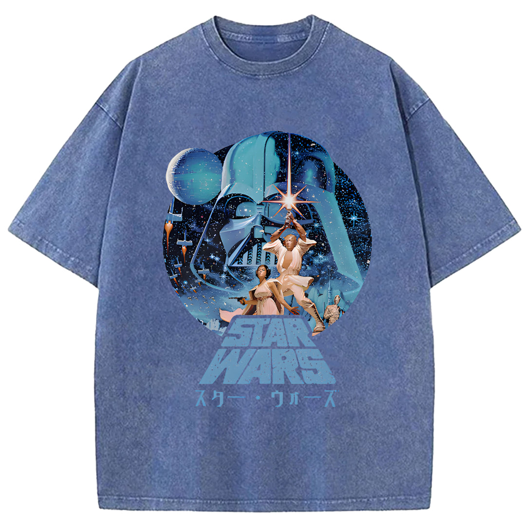 Star Wars Vintage Japanese Design Washed Crew Neck T-Shirt
