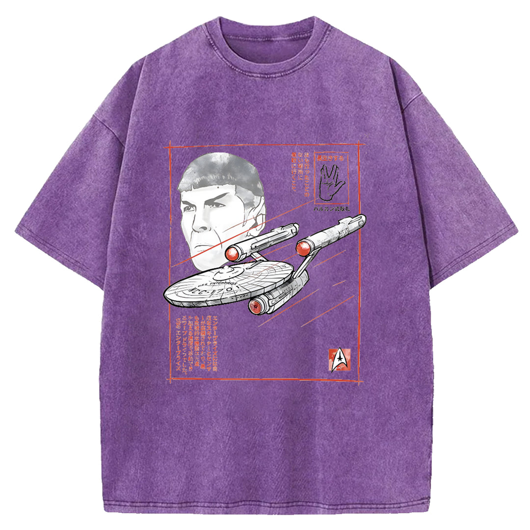 Star Wars Vintage Japanese Design Washed Crew Neck T-Shirt