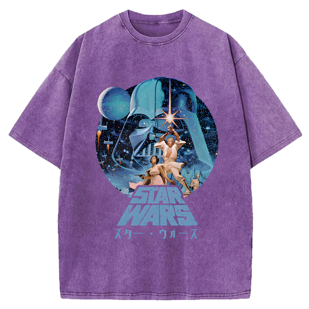 Star Wars Vintage Japanese Design Washed Crew Neck T-Shirt