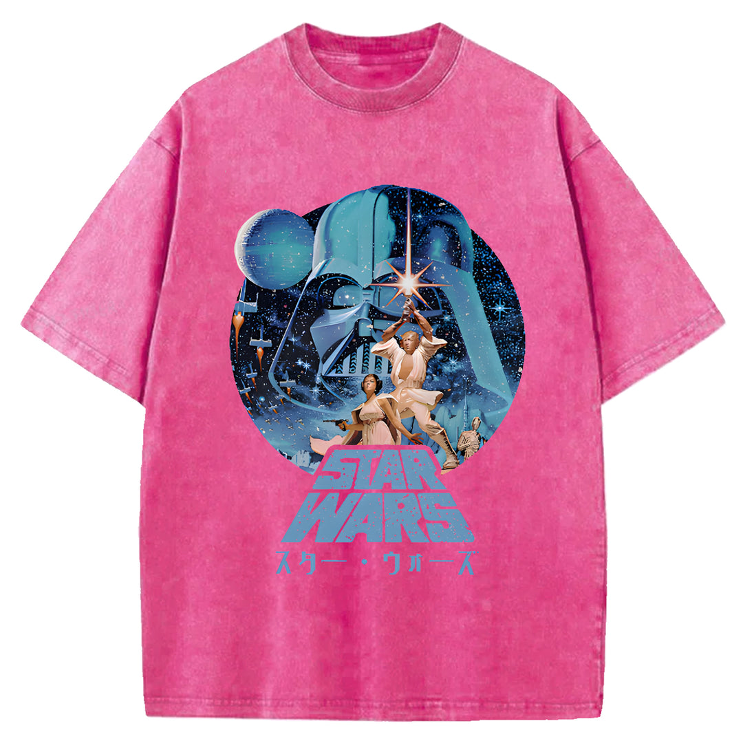 Star Wars Vintage Japanese Design Washed Crew Neck T-Shirt