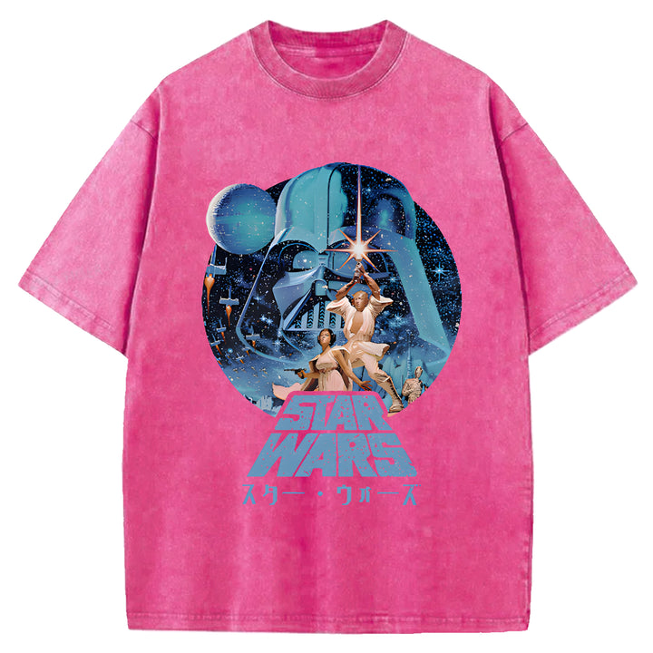 Star Wars Vintage Japanese Design Washed Crew Neck T-Shirt
