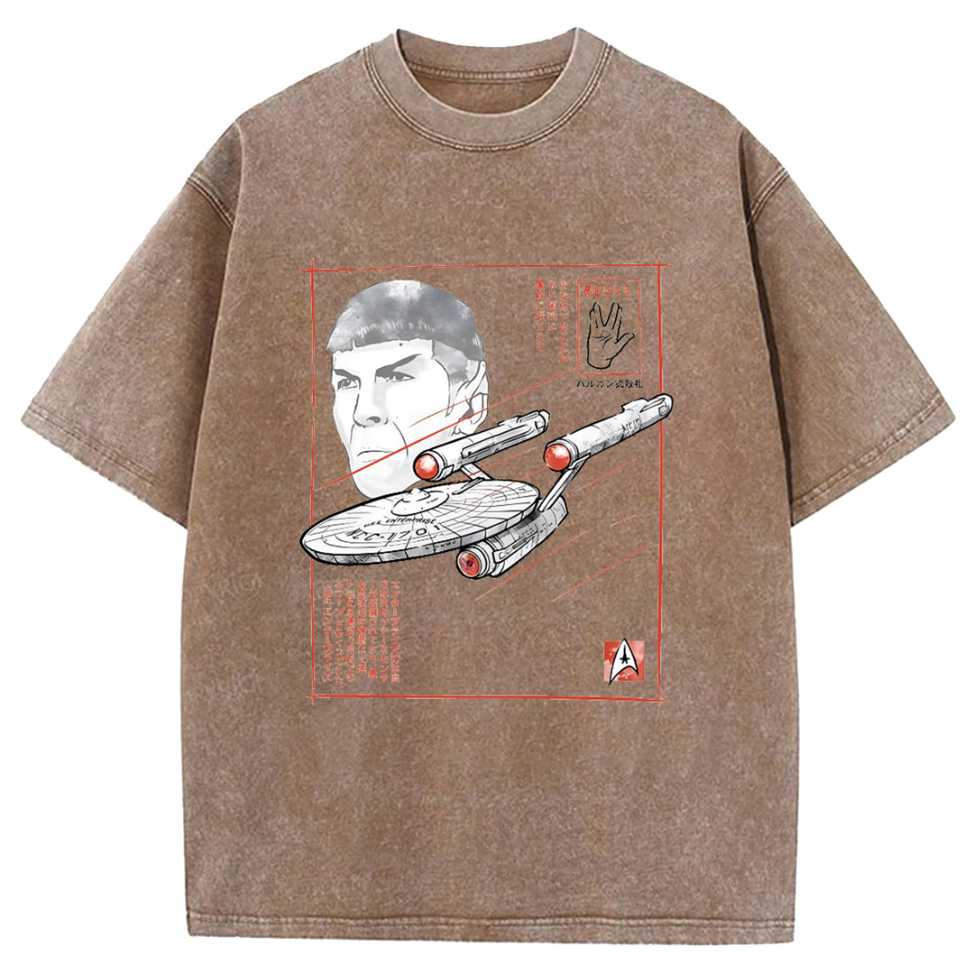 Star Wars Vintage Japanese Design Washed Crew Neck T-Shirt