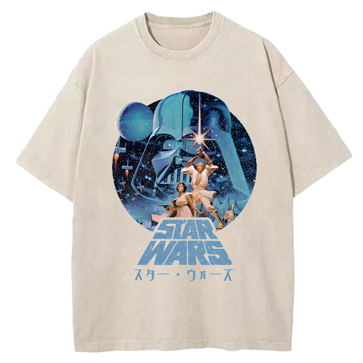 Star Wars Vintage Japanese Design Washed Crew Neck T-Shirt