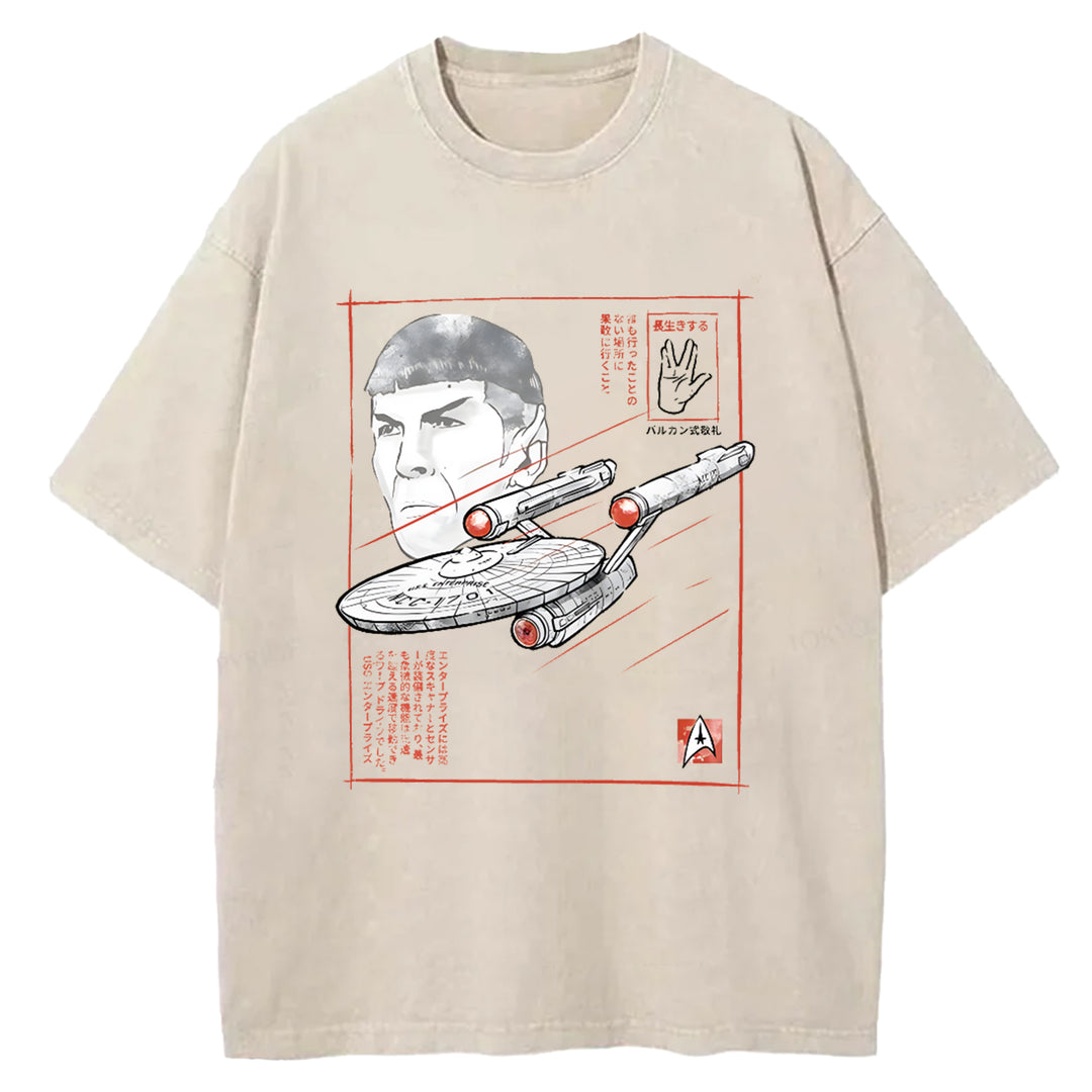Star Wars Vintage Japanese Design Washed Crew Neck T-Shirt