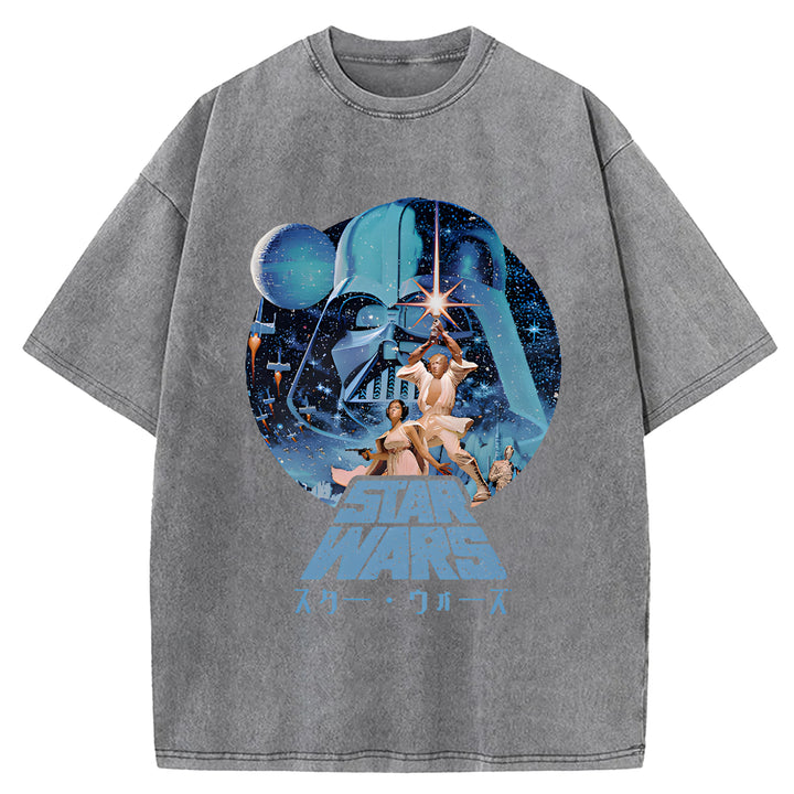 Star Wars Vintage Japanese Design Washed Crew Neck T-Shirt