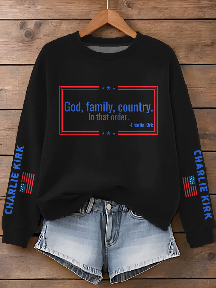 Freedom Charlie Kirk Printed Long Sleeve Casual Top