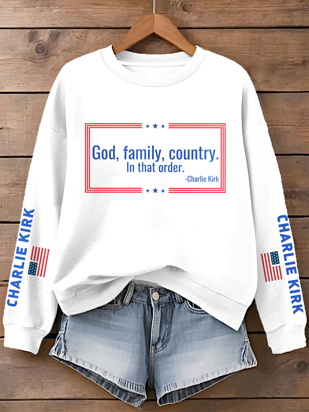 Freedom Charlie Kirk Printed Long Sleeve Casual Top
