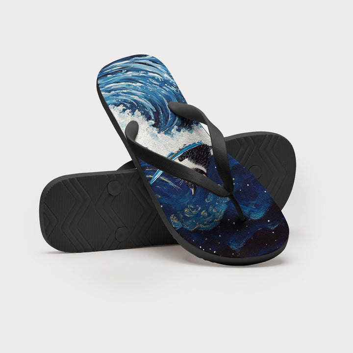 The Great Wave Off Cat Flip Flops