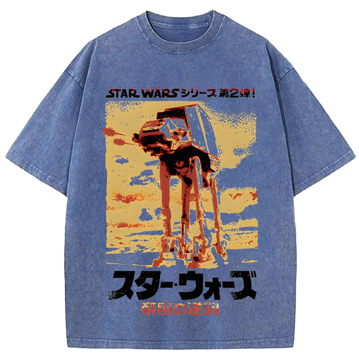 Star Wars Vintage Japanese Design Washed Crew Neck T-Shirt