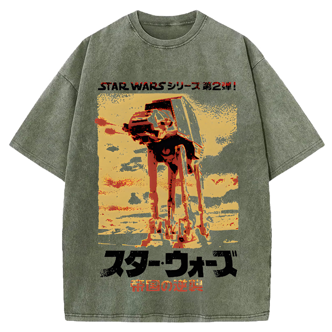 Star Wars Vintage Japanese Design Washed Crew Neck T-Shirt