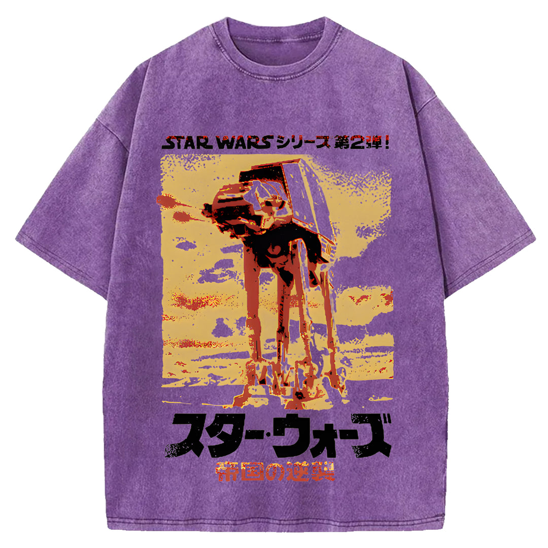 Star Wars Vintage Japanese Design Washed Crew Neck T-Shirt
