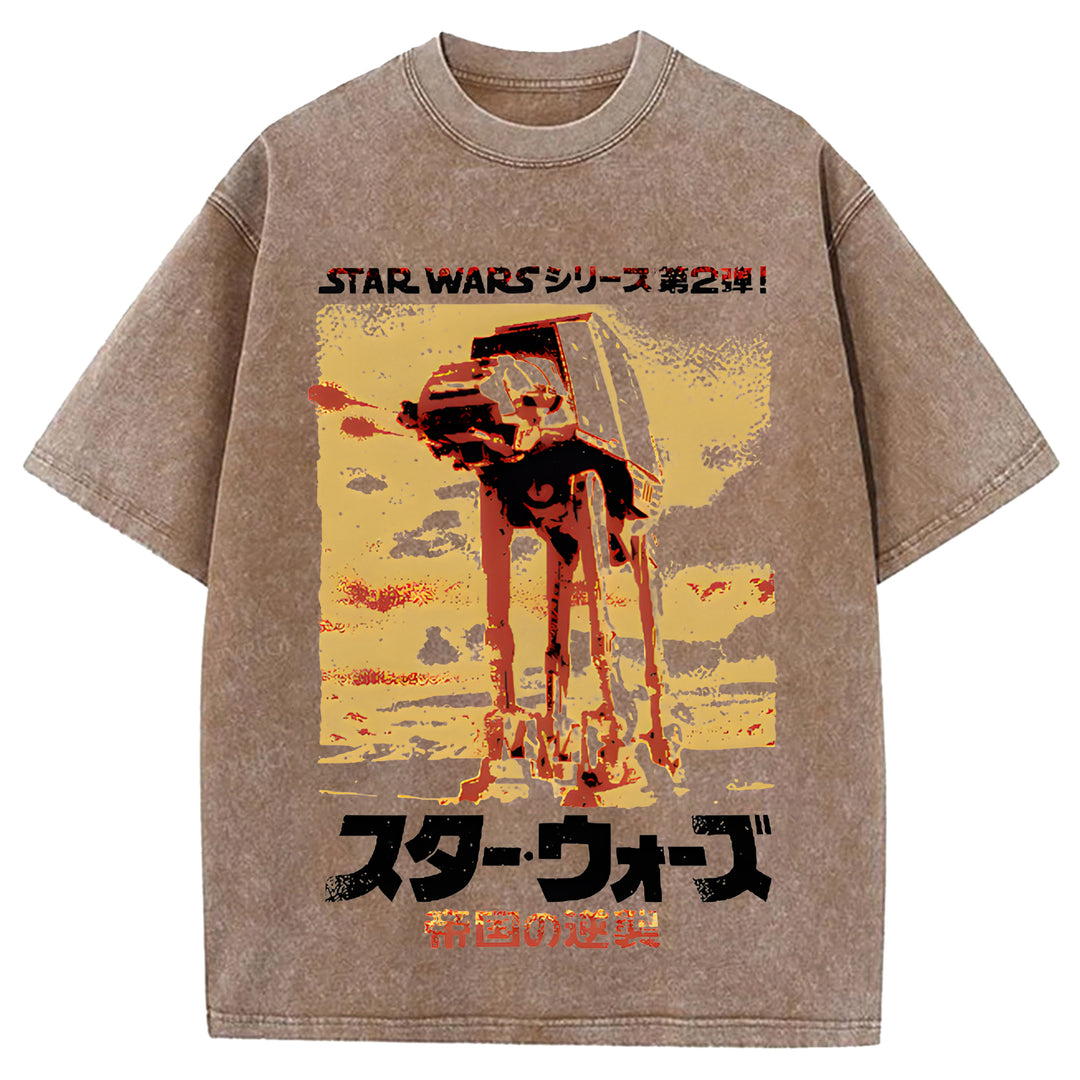 Star Wars Vintage Japanese Design Washed Crew Neck T-Shirt