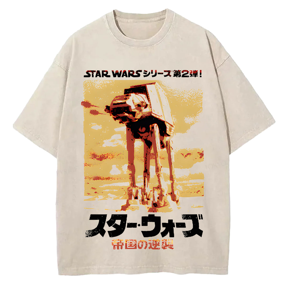 Star Wars Vintage Japanese Design Washed Crew Neck T-Shirt