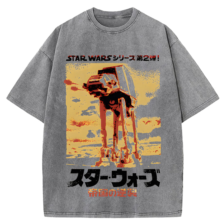 Star Wars Vintage Japanese Design Washed Crew Neck T-Shirt