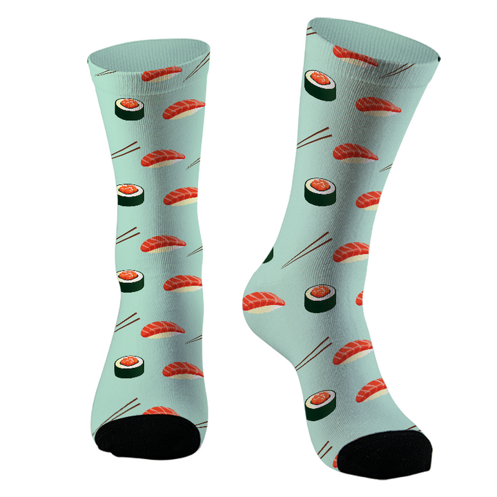 Sushi Roll And Salmon Sashimi Socks