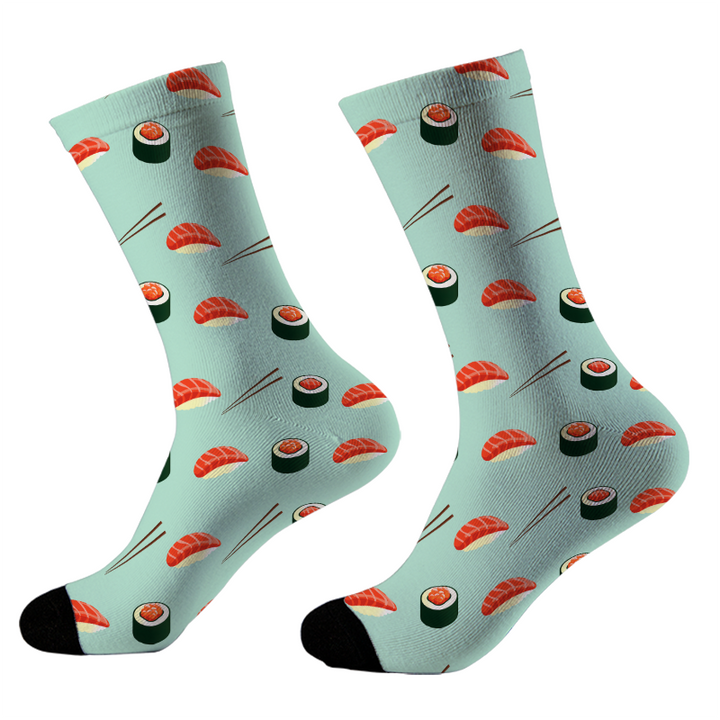 Sushi Roll And Salmon Sashimi Socks