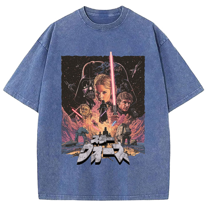 Star Wars Vintage Japanese Design Washed Crew Neck T-Shirt