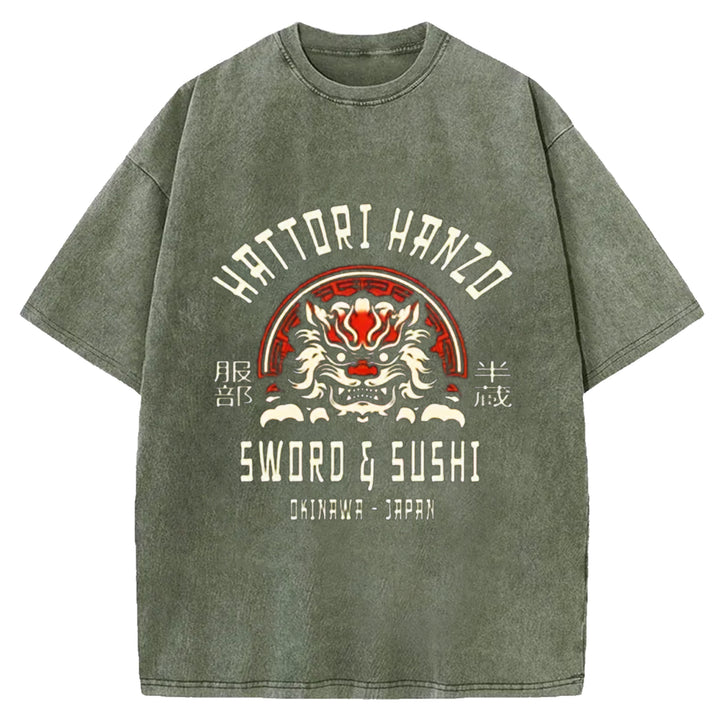 HATTORI HANZO Washed Crew Neck T-shirt