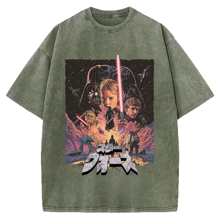 Star Wars Vintage Japanese Design Washed Crew Neck T-Shirt