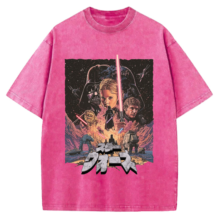 Star Wars Vintage Japanese Design Washed Crew Neck T-Shirt