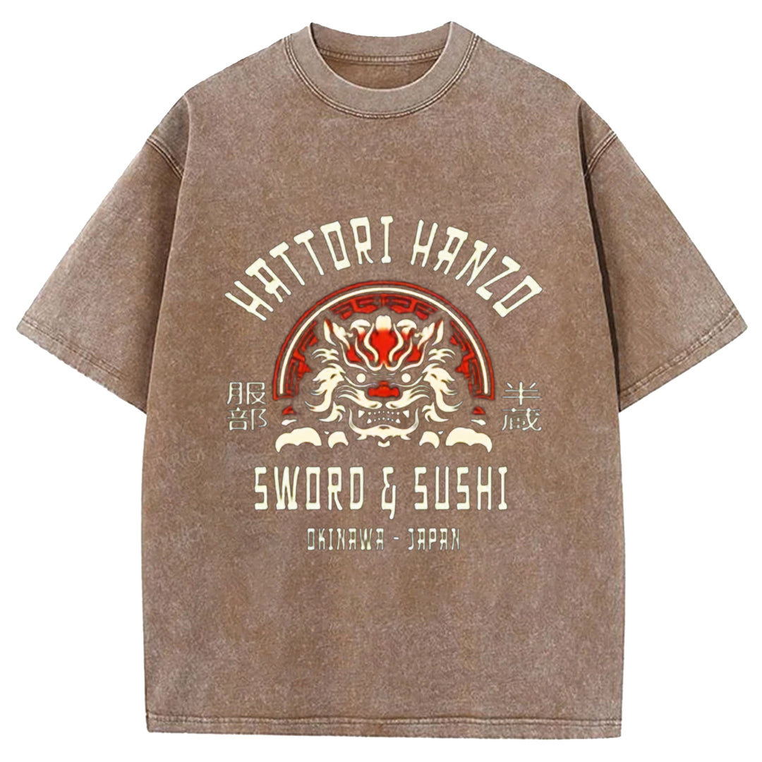 HATTORI HANZO Washed Crew Neck T-shirt