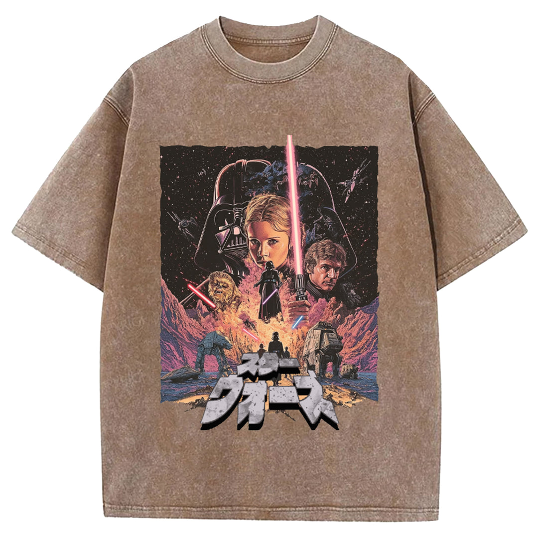 Star Wars Vintage Japanese Design Washed Crew Neck T-Shirt