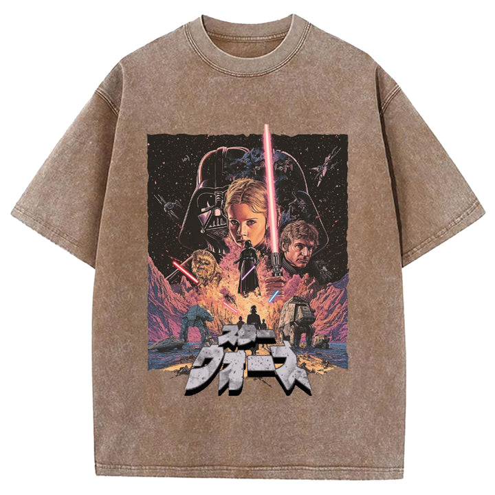 Star Wars Vintage Japanese Design Washed Crew Neck T-Shirt