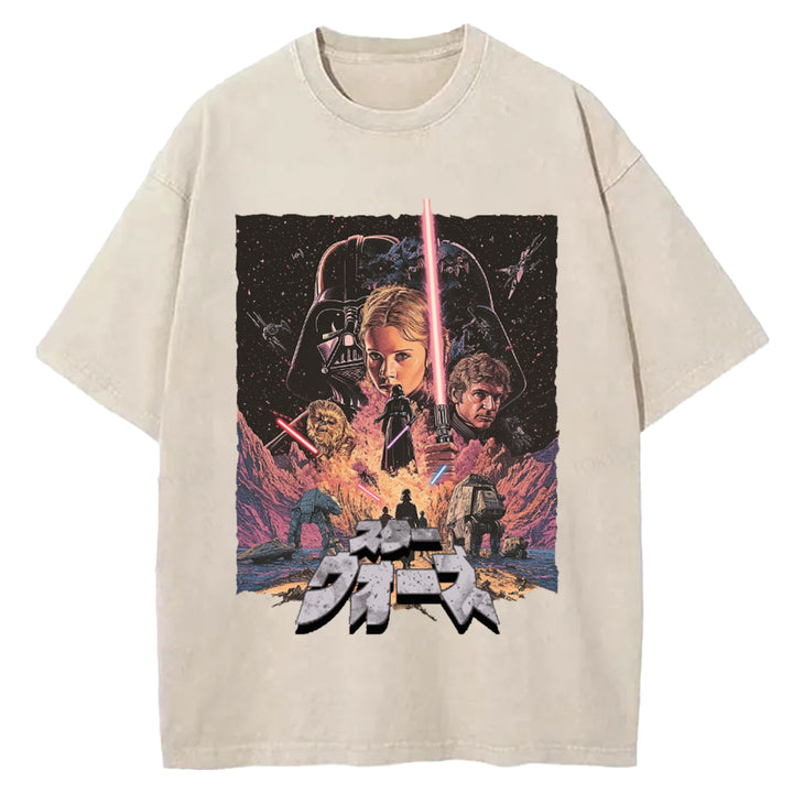 Star Wars Vintage Japanese Design Washed Crew Neck T-Shirt