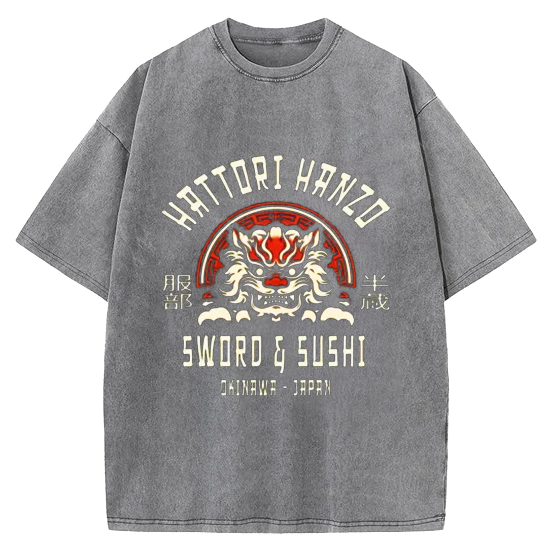 HATTORI HANZO Washed Crew Neck T-shirt