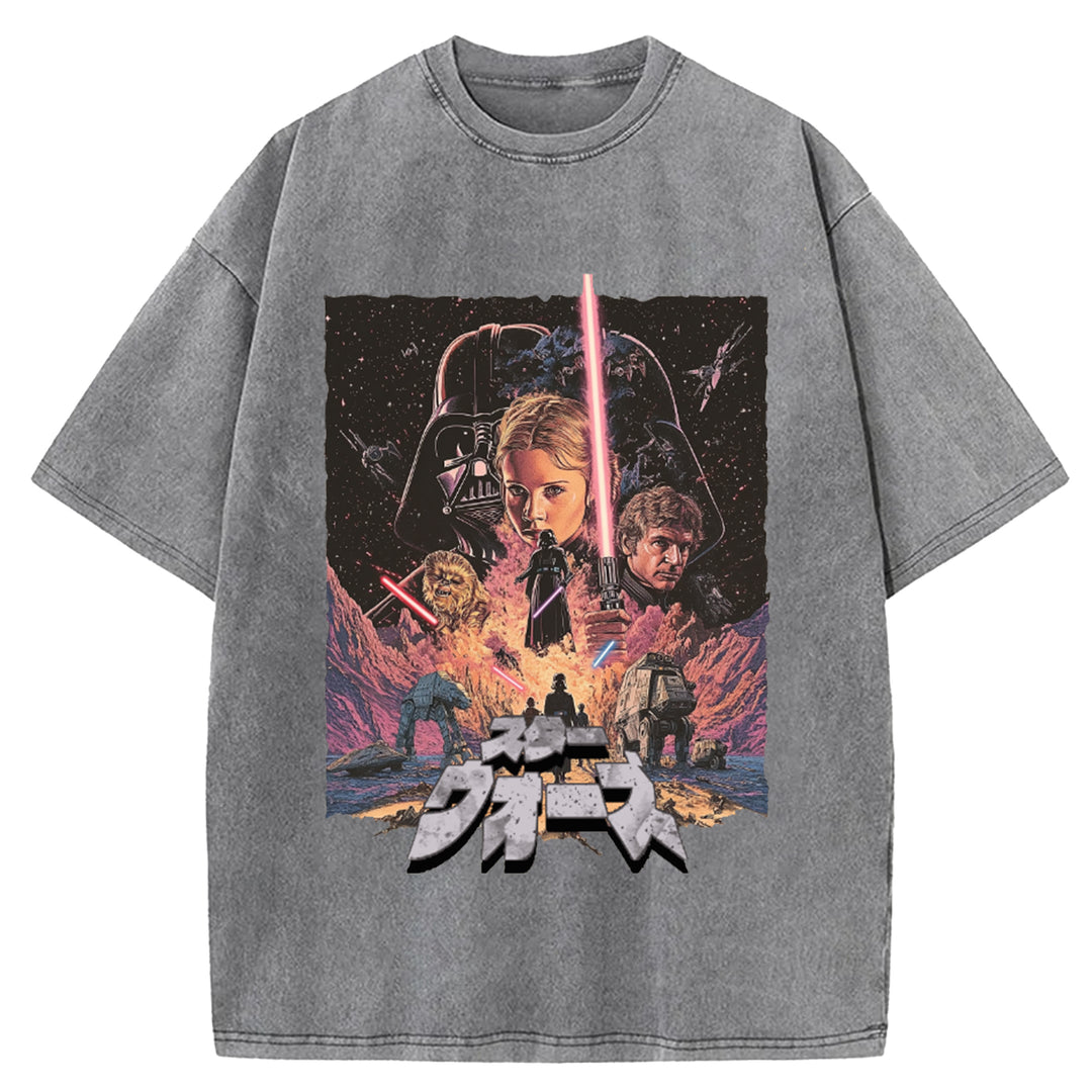 Star Wars Vintage Japanese Design Washed Crew Neck T-Shirt