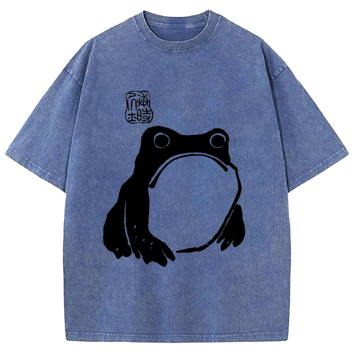 Japanese Frog Washed Crew Neck T-shirt