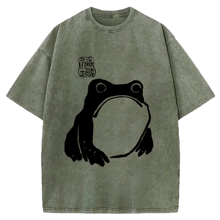 Japanese Frog Washed Crew Neck T-shirt