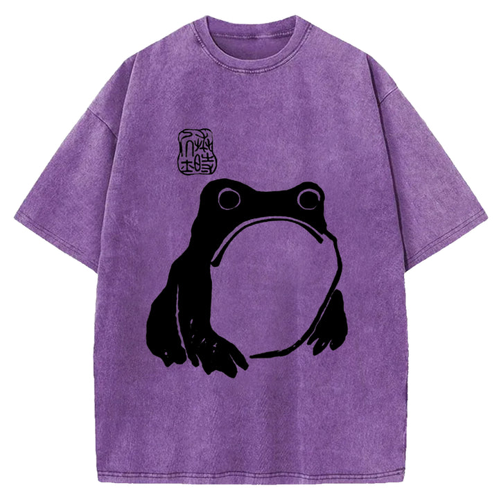 Japanese Frog Washed Crew Neck T-shirt