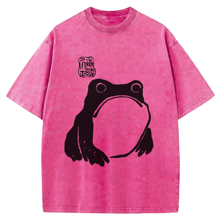 Japanese Frog Washed Crew Neck T-shirt
