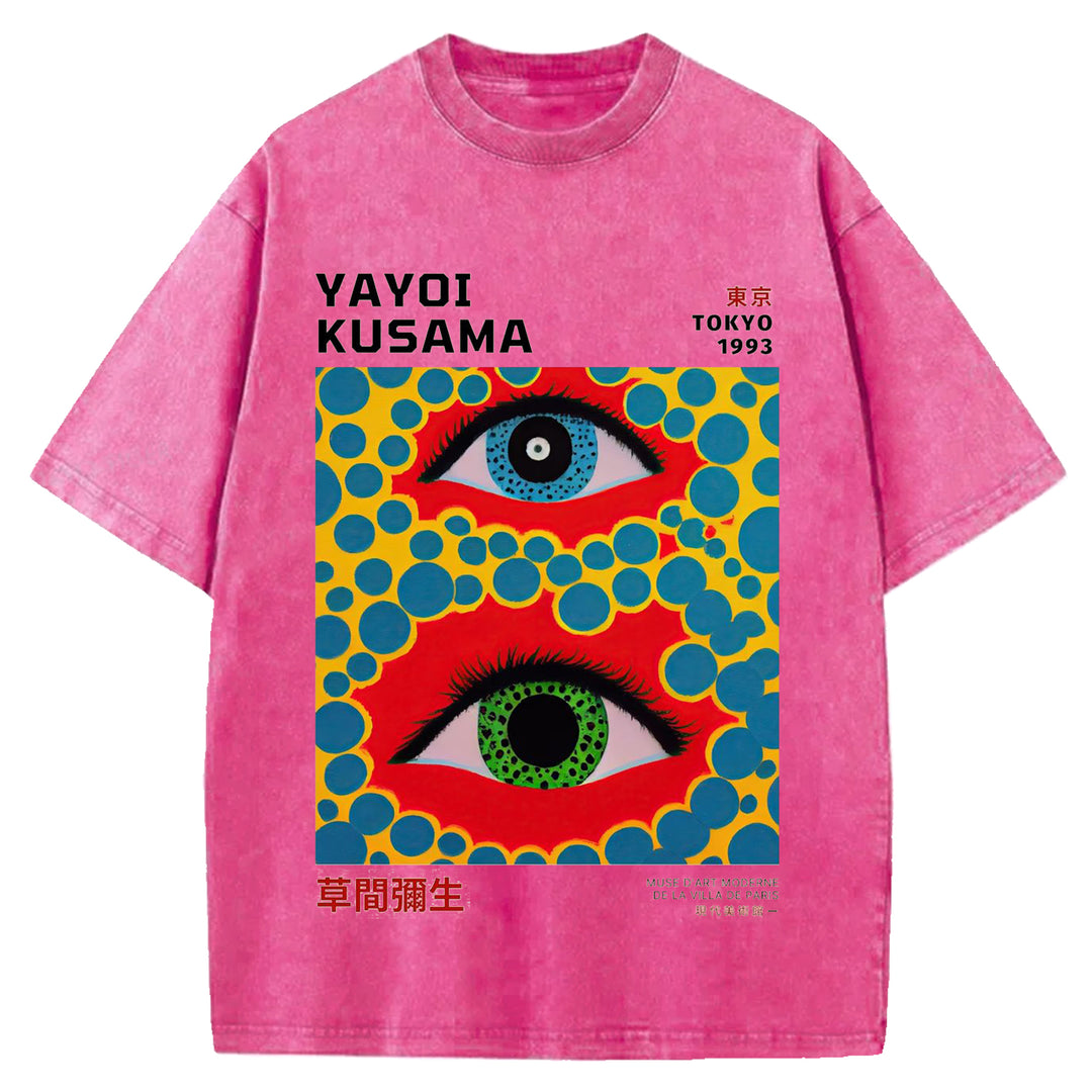 Yayoi Kusama Eyes Vintage Washed Crew Neck T-Shirt