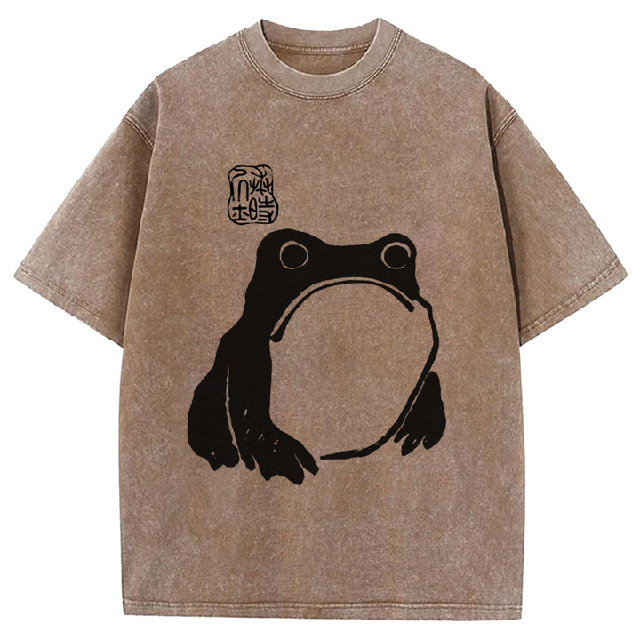 Japanese Frog Washed Crew Neck T-shirt