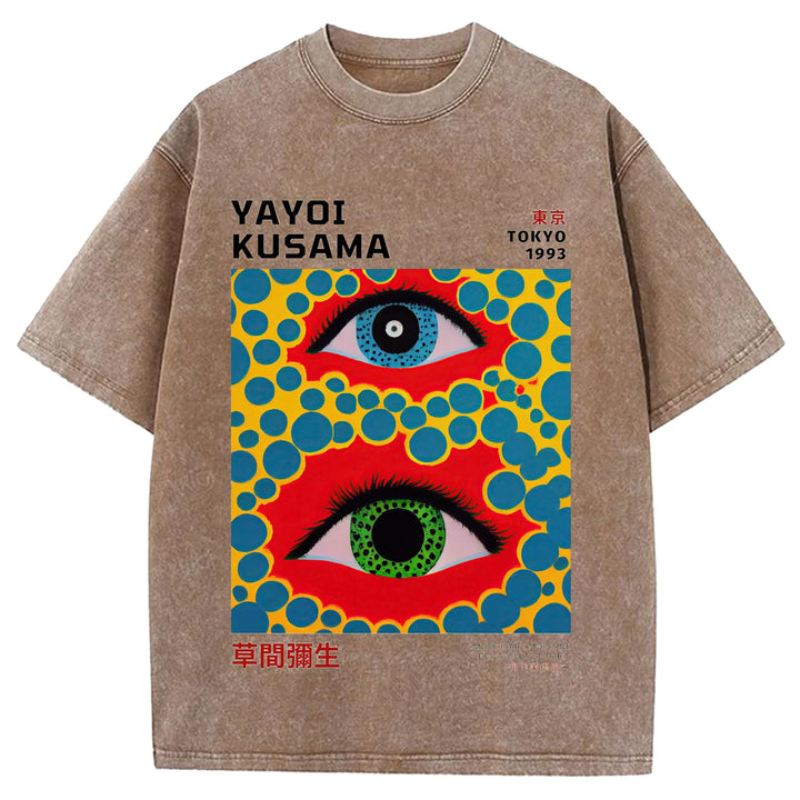 Yayoi Kusama Eyes Vintage Washed Crew Neck T-Shirt