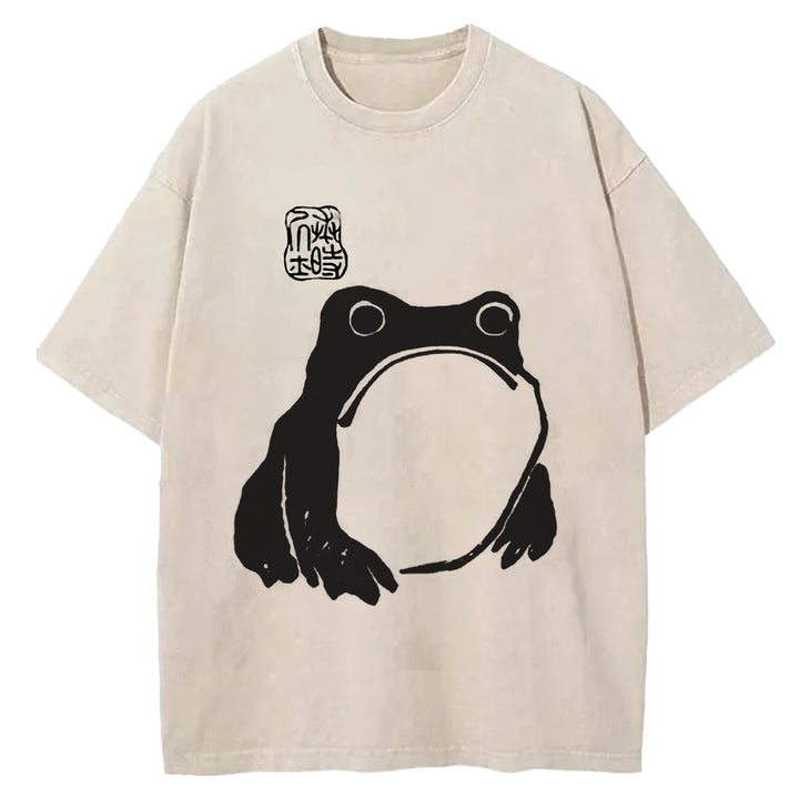 Japanese Frog Washed Crew Neck T-shirt