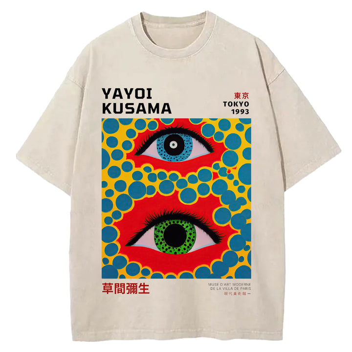 Yayoi Kusama Eyes Vintage Washed Crew Neck T-Shirt