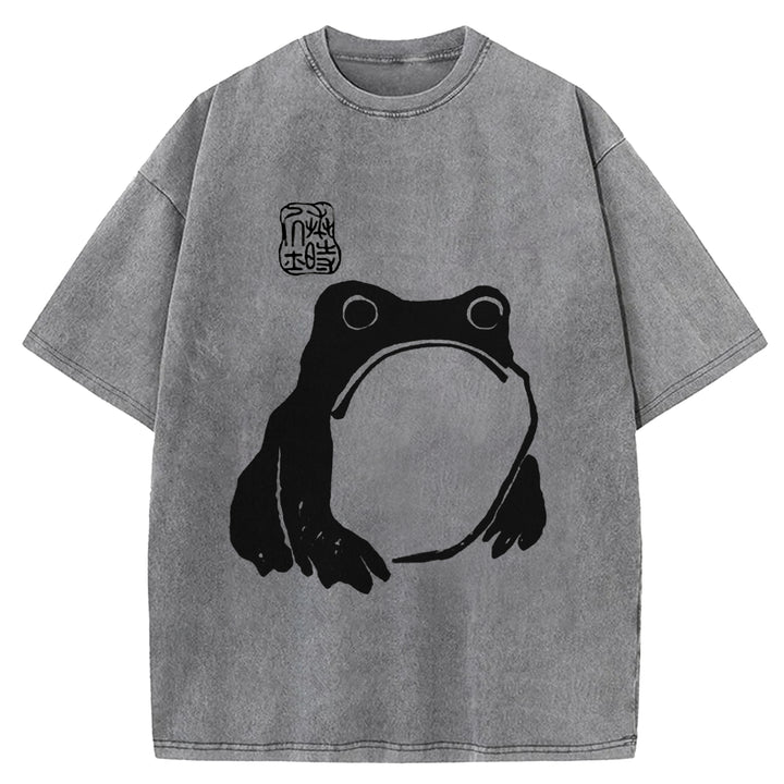 Japanese Frog Washed Crew Neck T-shirt